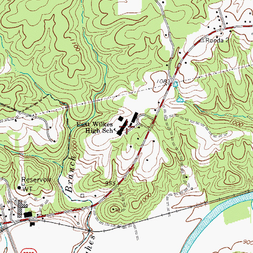 Topographic Map of East Wilkes High School, NC