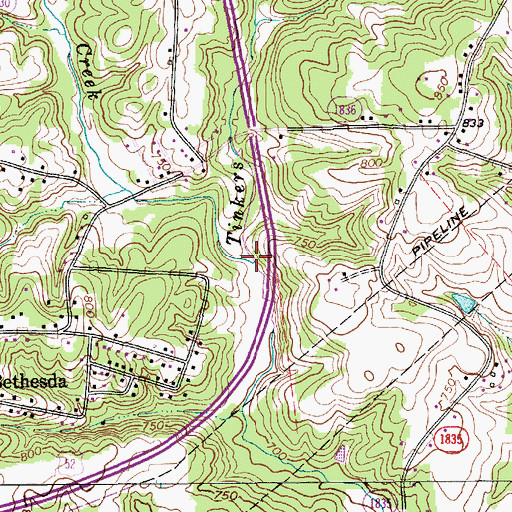Topographic Map of Easter Creek, NC
