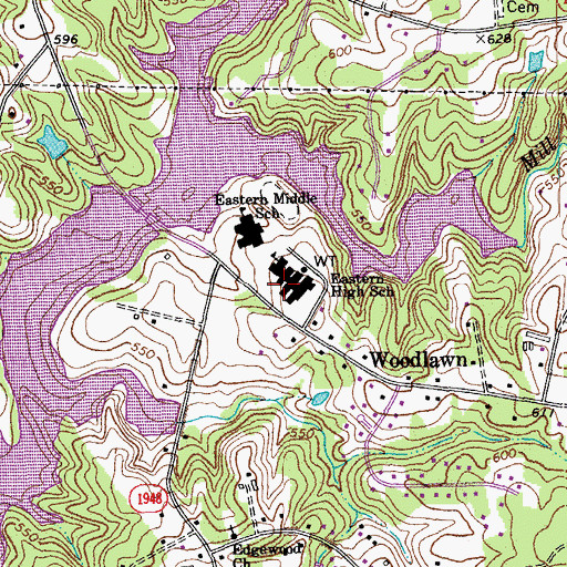 Topographic Map of Eastern High School, NC
