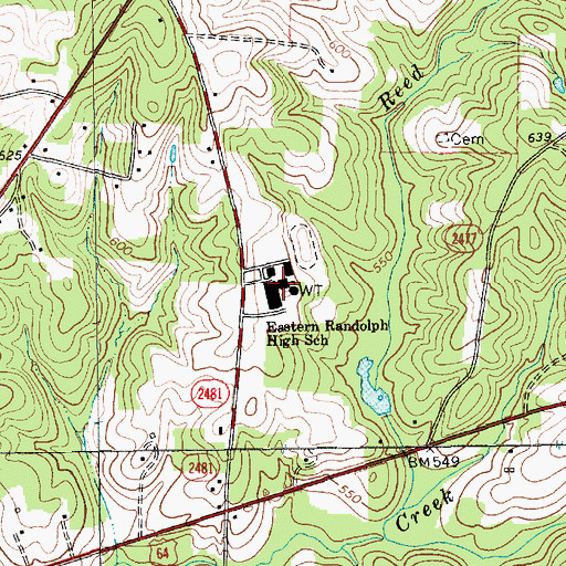 Topographic Map of Eastern Randolph High School, NC