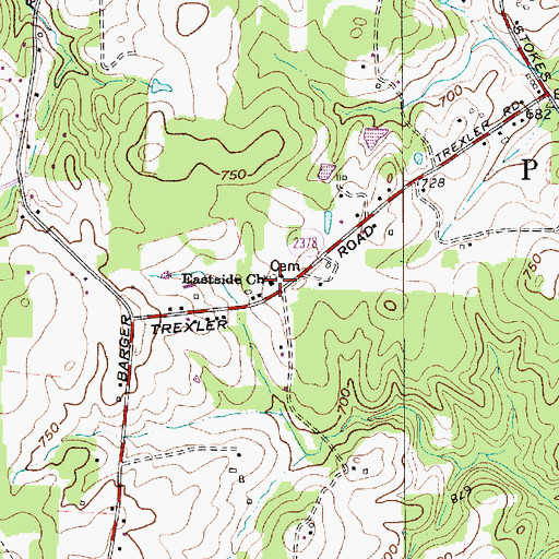Topographic Map of Eastside Church, NC
