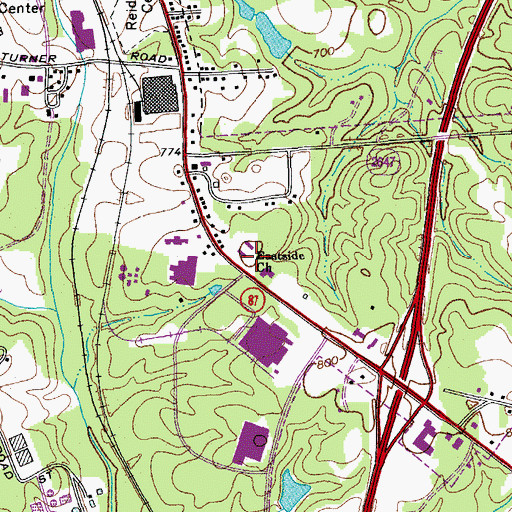 Topographic Map of Eastside Church, NC