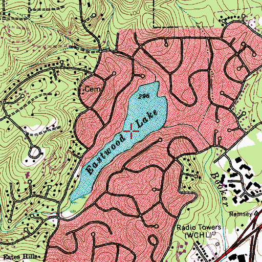 Topographic Map of Eastwood Lake, NC