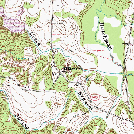 Topographic Map of Eaton Church, NC