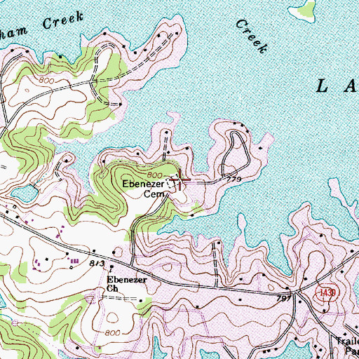 Topographic Map of Ebenezer Cemetery, NC