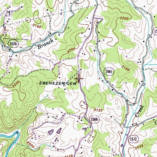 Topographic Map of Ebenezer Cemetery, NC