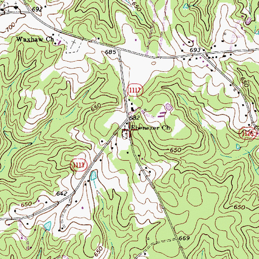 Topographic Map of Ebenezer Church, NC