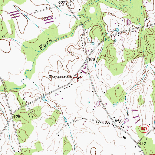 Topographic Map of Ebenezer Church, NC