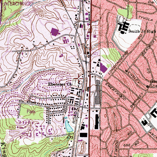 Topographic Map of Ebenezer Church, NC