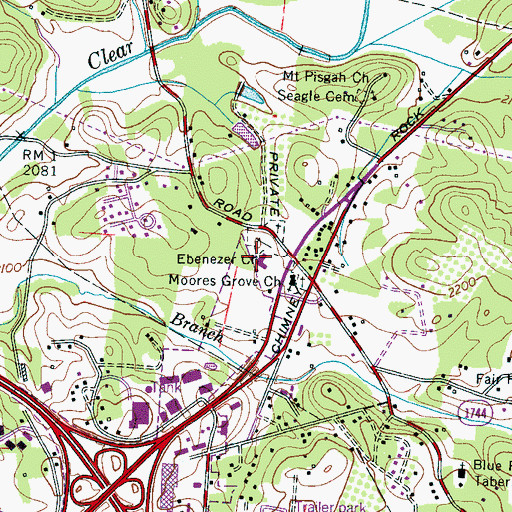 Topographic Map of Ebenezer Church, NC