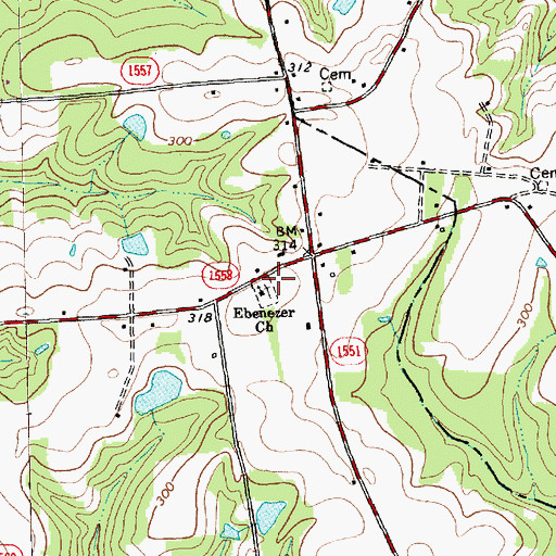 Topographic Map of Ebenezer Church, NC