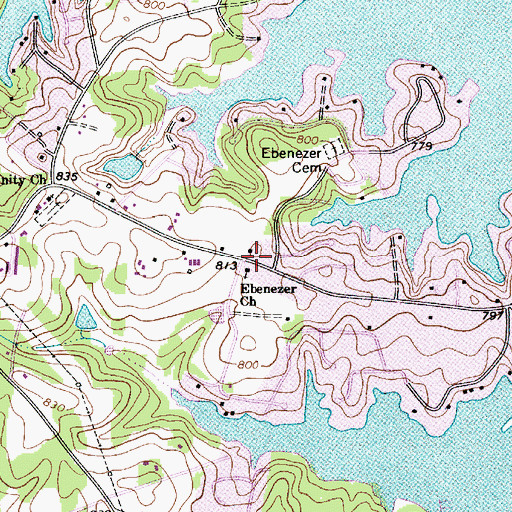 Topographic Map of Ebenezer Church, NC