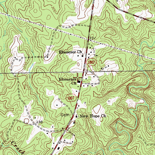 Topographic Map of Ebenezer Church, NC