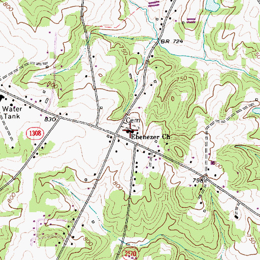 Topographic Map of Ebenezer Church, NC