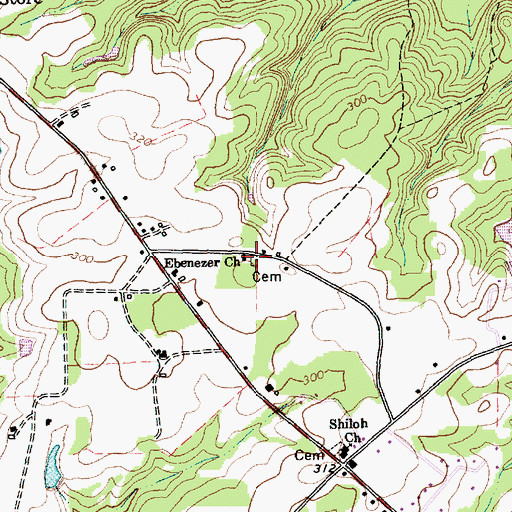 Topographic Map of Ebenezer Church, NC