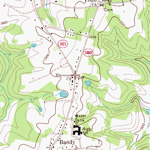 Topographic Map of Ebenezer Church, NC