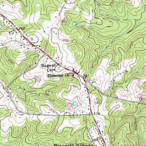Topographic Map of Ebenezer Church, NC