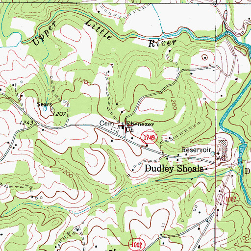 Topographic Map of Ebenezer Church, NC
