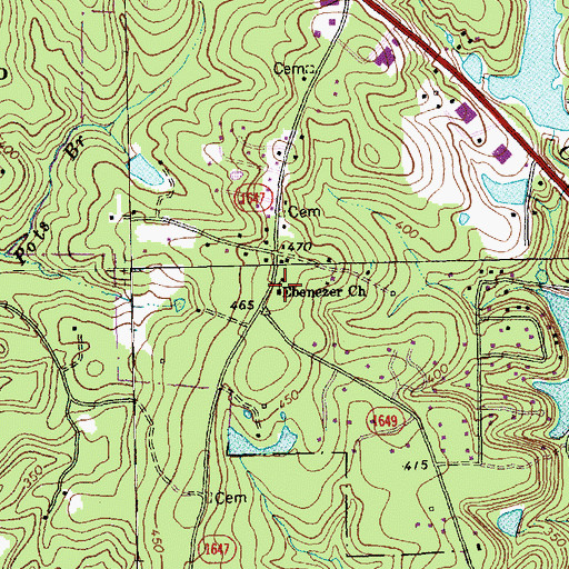 Topographic Map of Ebenezer Church, NC