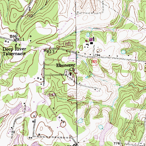 Topographic Map of Ebenezer Church, NC