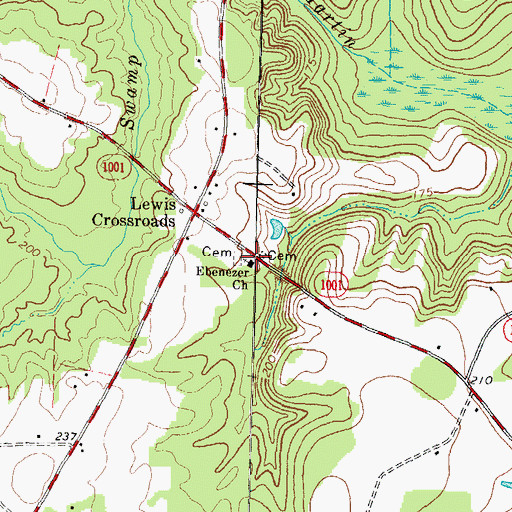 Topographic Map of Ebenezer Church, NC