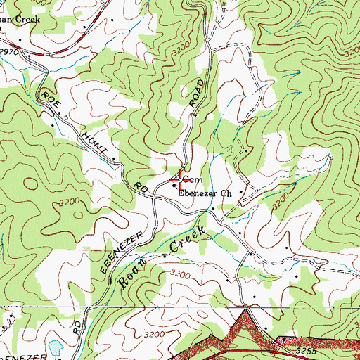 Topographic Map of Ebenezer Church, NC
