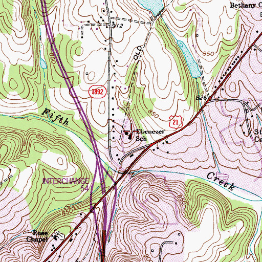 Topographic Map of Ebenezer School, NC