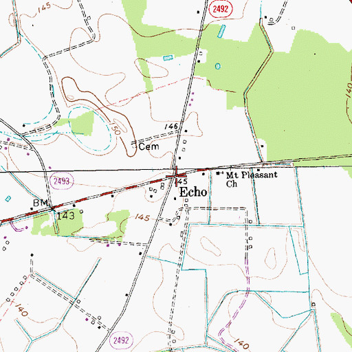 Topographic Map of Echo, NC