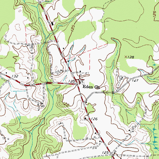 Topographic Map of Eden Church, NC