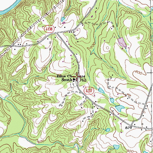 Topographic Map of Eden United Methodist Church, NC