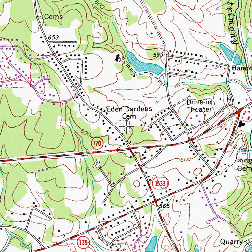 Topographic Map of Eden Gardens Cemetery, NC