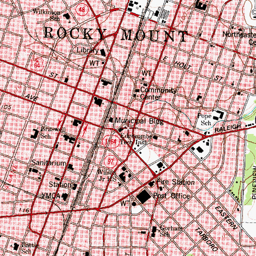 Topographic Map of Edgecombe Technical Institute, NC