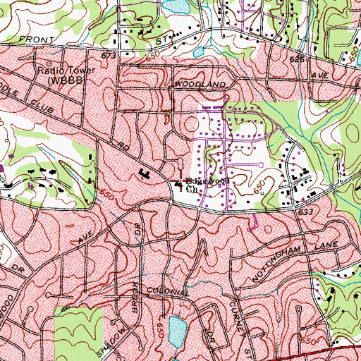 Topographic Map of Edgewood Church, NC
