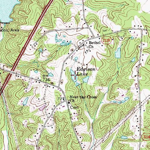 Topographic Map of Edgison Lake, NC