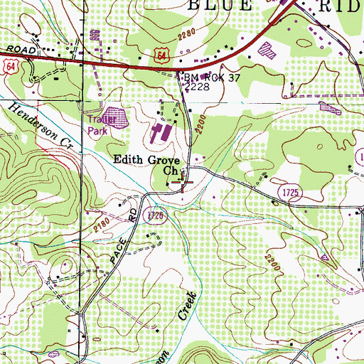 Topographic Map of Edith Grove Church, NC