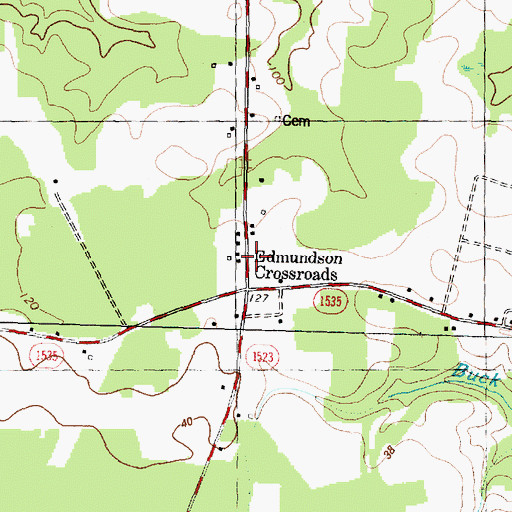 Topographic Map of Edmundson Crossroads, NC