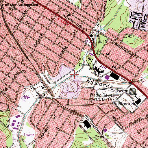 Topographic Map of Edwards Branch, NC