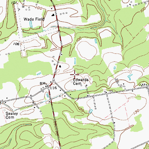 Topographic Map of Edwards Cemetery, NC
