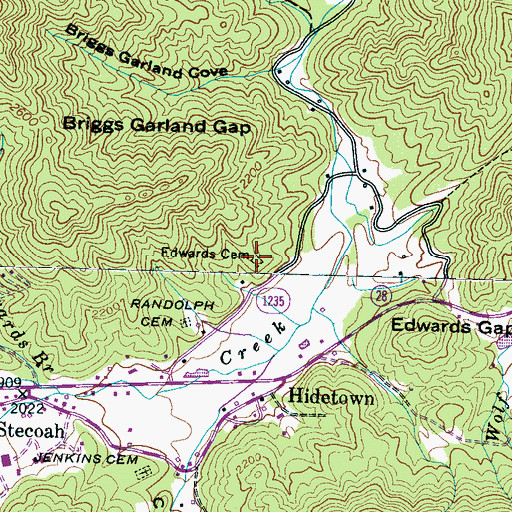 Topographic Map of Edwards Cemetery, NC
