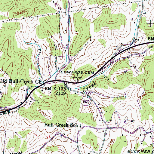 Topographic Map of Edwards Cemetery, NC