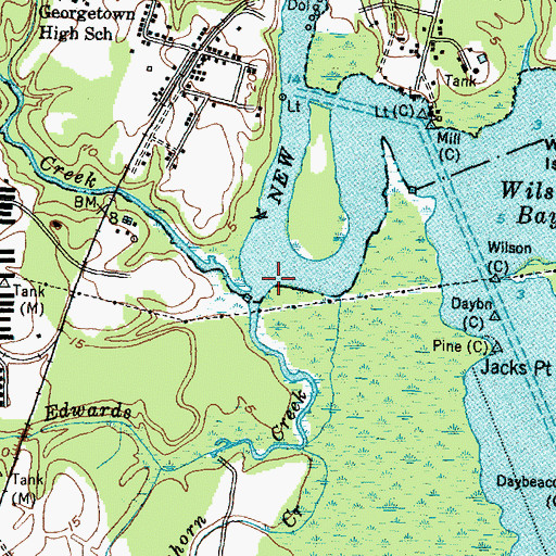 Topographic Map of Edwards Creek, NC