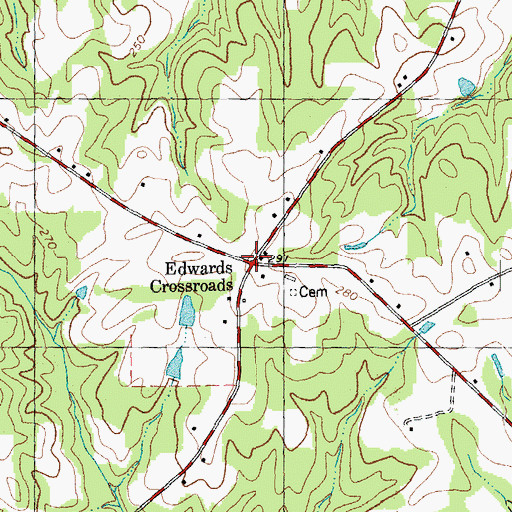 Topographic Map of Edwards Crossroads, NC