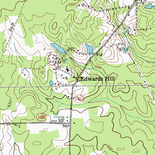 Topographic Map of Edwards Hill, NC