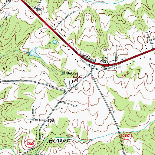 Topographic Map of El Bethel United Methodist Church, NC