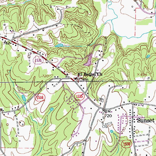 Topographic Map of El Bethel Presbyterian Church, NC