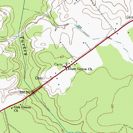 Topographic Map of Elam Grove Church, NC