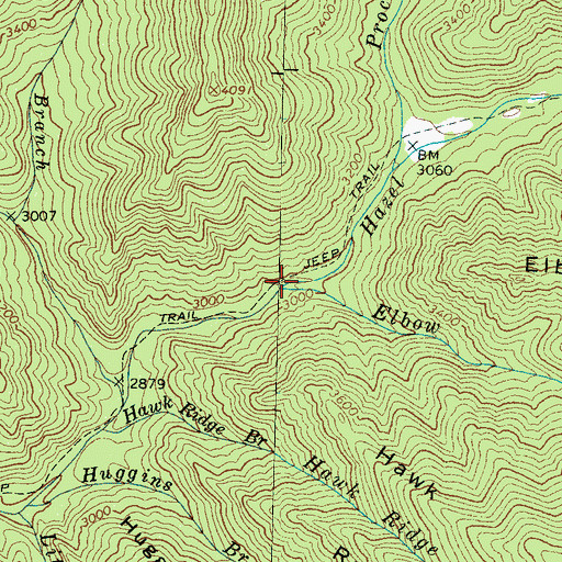 Topographic Map of Elbow Branch, NC