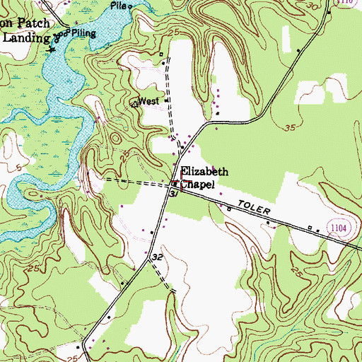 Topographic Map of Elizabeth Chapel, NC
