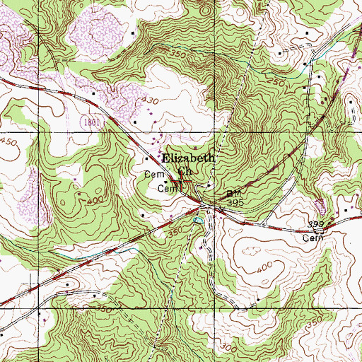 Topographic Map of Elizabeth Church, NC