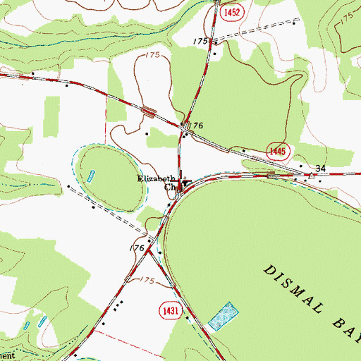 Topographic Map of Elizabeth Church, NC